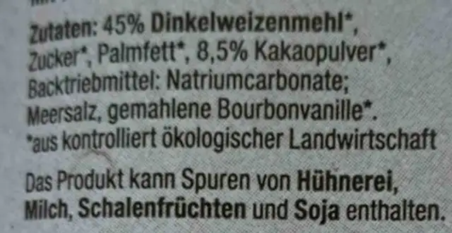 Dinkel Doppel Keks ingredients label