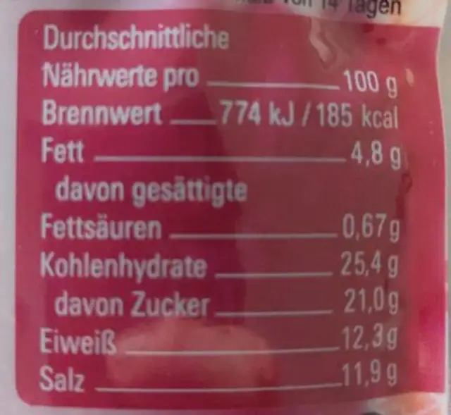 Miso Paste hell nutrition facts table