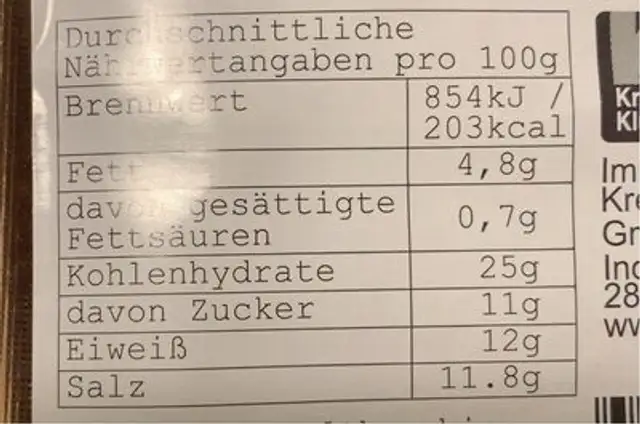 Miso light nutrition facts table
