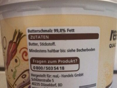 Butterschmalz ingredients label