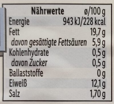 Geflügel Mortadella klassik nutrition facts table