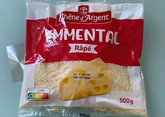 Emmental râpé front packaging