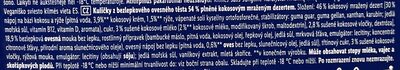 Zmrzlinový dezert ingredients label