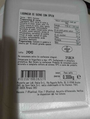 Luganega di suino speck