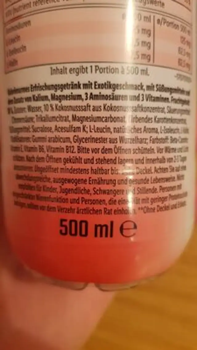 Hydrate 10 ingredients label