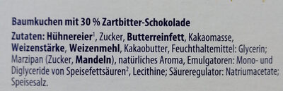 Baumkuchen Zartbitter ingredients label
