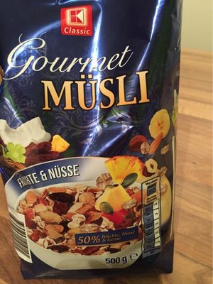Gourmet Müsli Früchte & Nüsse front packaging