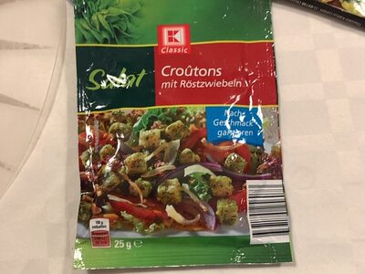 Croûtons mit Zwiebeln