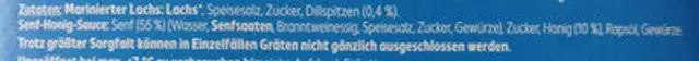 Graves Lachs mit feinem Dillrand und Senf-Honig-Sauce ingredients label