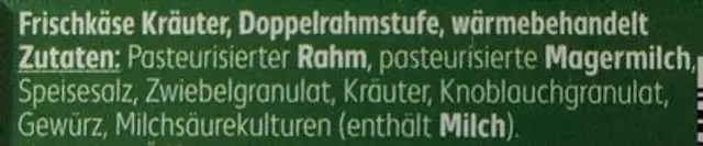 Kräuter Frischkäse Doppelrahmstufe ingredients label