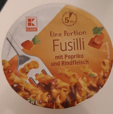 Fusilli mit Paprika und Rindfleisch front packaging