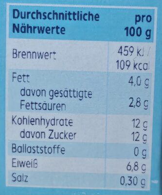 K-Classic Kondensmilch (4% Fett) nutrition facts table