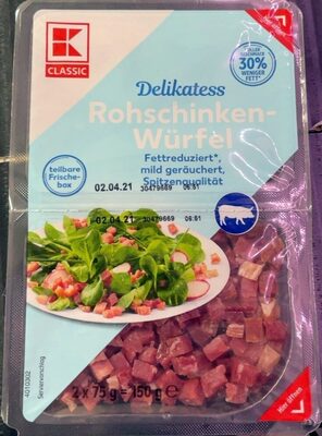 Delikates Roh Schinken Würfel 30 % weniger Fett