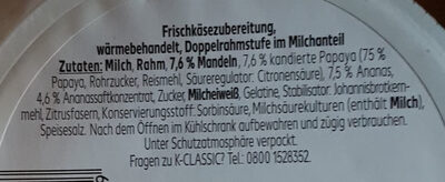 Frischkäsezubereitung Ananas-Mandel ingredients label