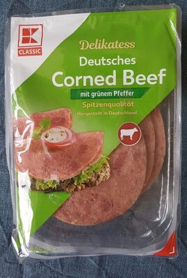 Deutsches Corned Beef mit grünem Pfeffer front packaging
