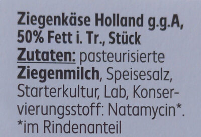 Ziegenkäse ingredients label
