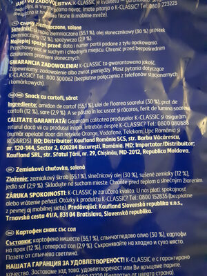 Crispy Salt Potato Snack ingredients label