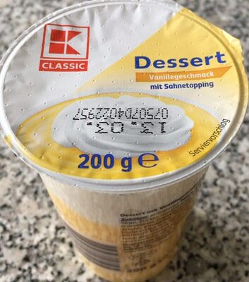 Dessert mit Vanillegeschmack front packaging