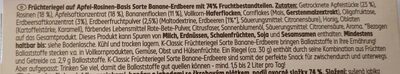 Früchteriegel Banane-Erdbeere ingredients label