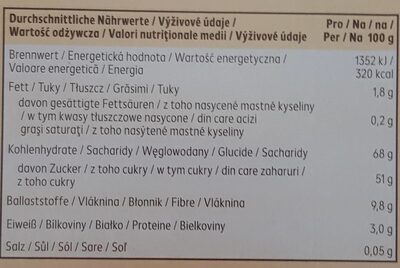Früchteriegel Banane-Erdbeere nutrition facts table