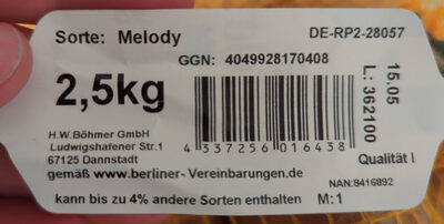 Speisekartoffeln mehligkochend