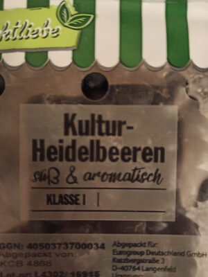 Kultur-Heidelbeeren ingredients label