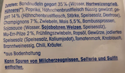 Ja! Bami Goreng ingredients label