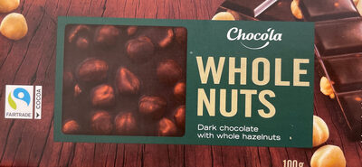 Dark chocolate with whole hazelnuts