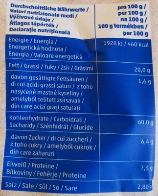 Quinoa Snacks nutrition facts table