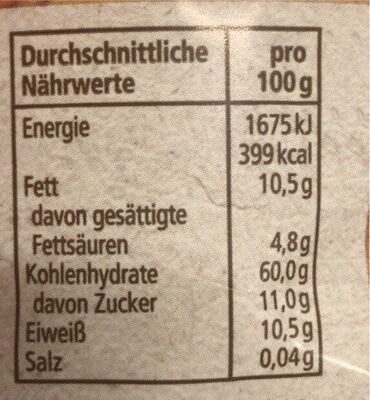 Schoko Müsli nutrition facts table