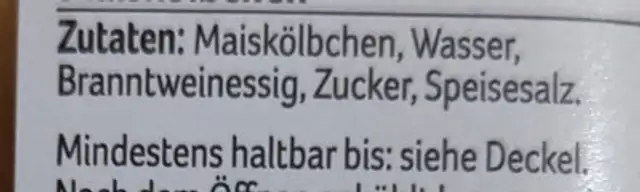Mais Kölbchen ingredients label