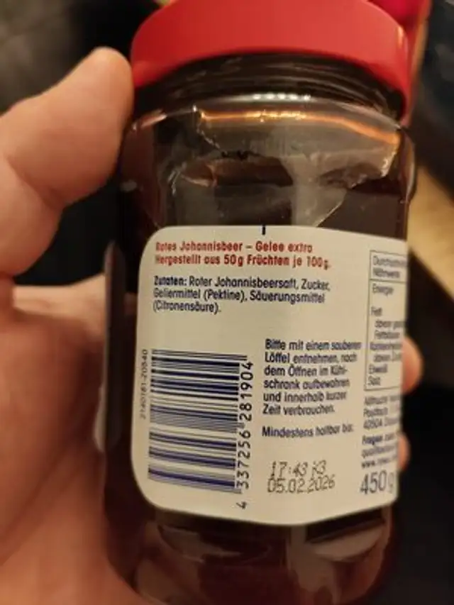ja! Rote Johannisbeere ingredients label