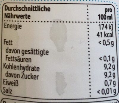 Orangensaft nutrition facts table
