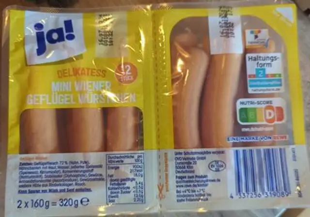 Mini Geflügel Würstchen front packaging