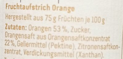 Orangenmarmelade ingredients label