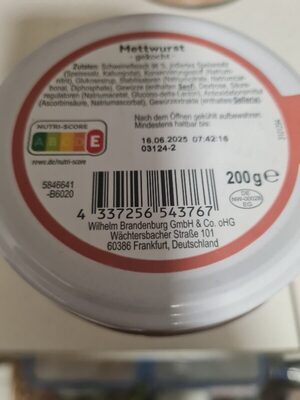 Mettwurst  gekocht front packaging