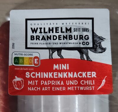 Mini-Schinkenknacker mit Paprika und Chili, nach Art einer Mettwurst