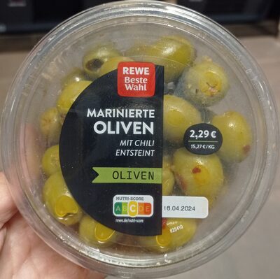 Marinierte Oliven mit Chili entsteint