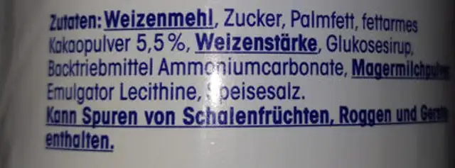 Doppelkeks ingredients label
