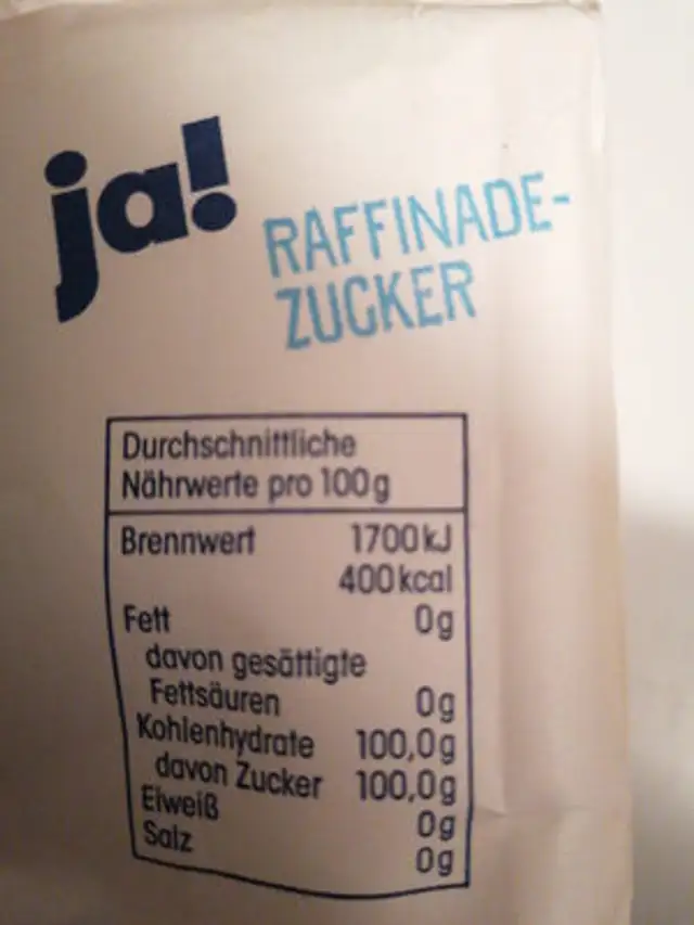 Zucker ingredients label