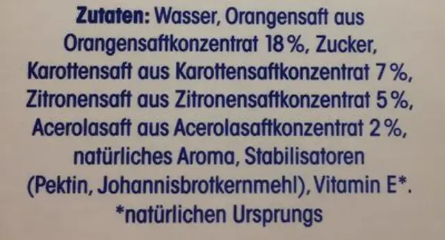 Unknown ingredients label