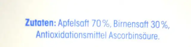 Apfel Birnen Saft ingredients label