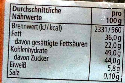 Zartbitter Kuvertüre nutrition facts table