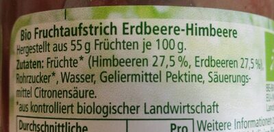 Rewe Bio Sanft&Rot Erdbeere - Himbeere ingredients label