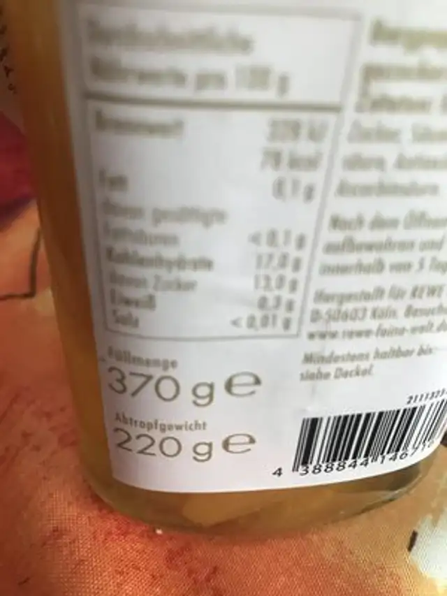 Perus Papaya Rewe Feine Welt ingredients label