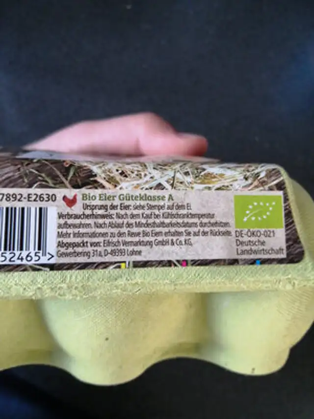 Rewe Bio Eier ingredients label