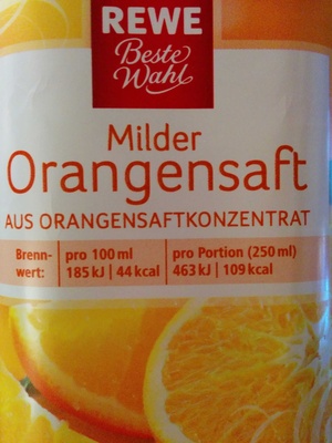 Milder Orangensaft aus Orangensaftkonzentrat