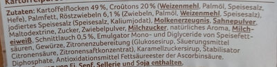Kartoffelpüree mit Röstzwiebeln & Croûtons ingredients label
