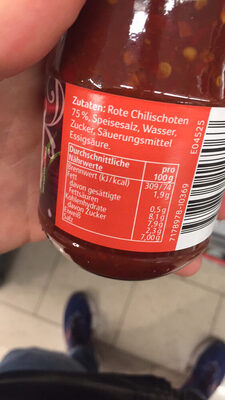 Rewe Best Wahl sambal oelek fiery hot spice paste nutrition facts table