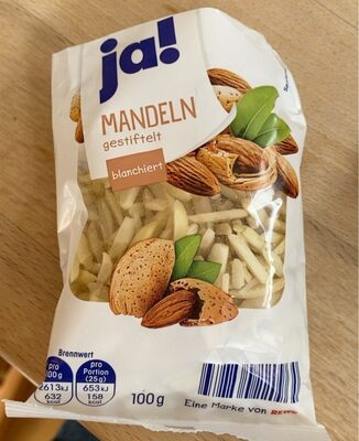 Mandeln gestiftelt blanchiert front packaging
